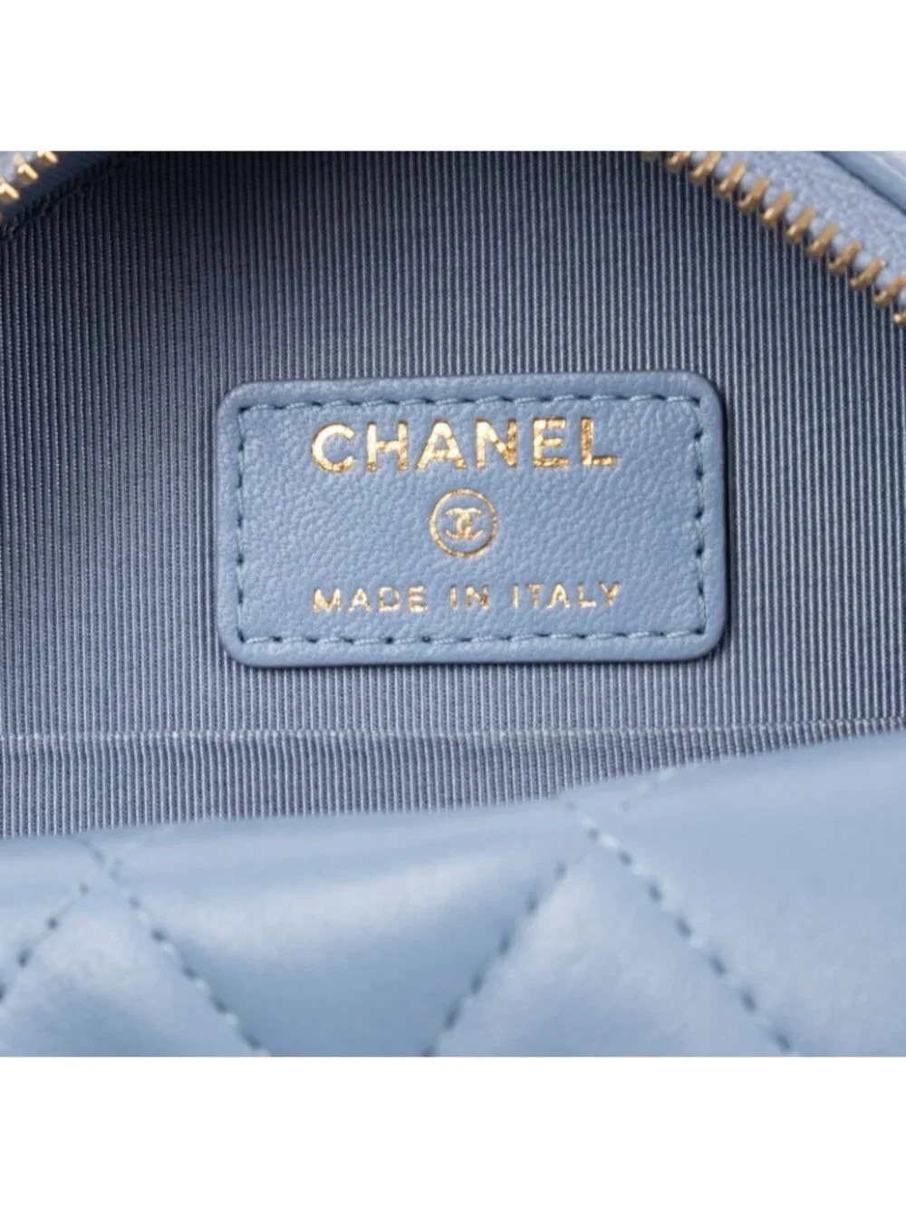 Chanel CC Round Crossbody Light Blue Canvas Lambskin